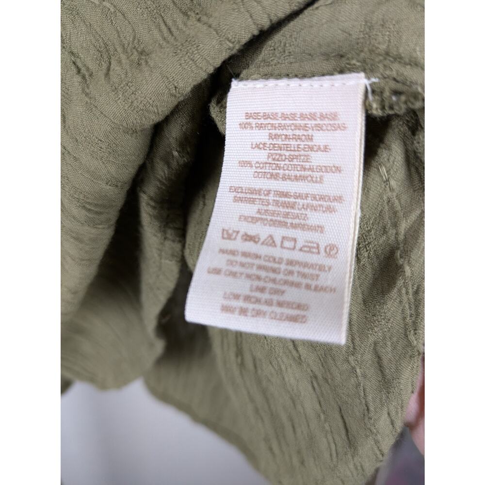 Free People The Best Crochet Button Down Shirt oversized Olive Green - Picture 8 of 8